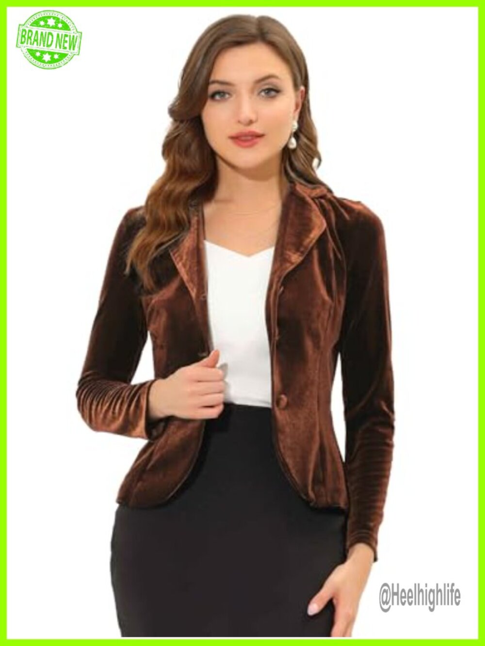 Velvet Blazer Notched Lapel Button Office Business Casual Lined